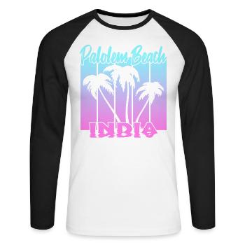 Palolem Beach India - Unisex Baseballshirt langarm - Weiß/Schwarz - Vorne - Nik (191cm)