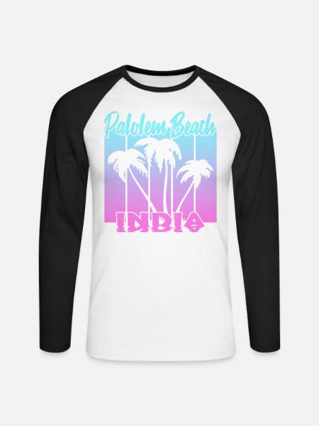 Palolem Beach India - Unisex Baseballshirt langarm - Weiß/Schwarz