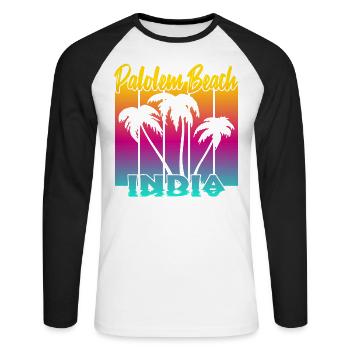 Palolem Beach India - Unisex Baseballshirt langarm - Weiß/Schwarz - Vorne - Nik (191cm)