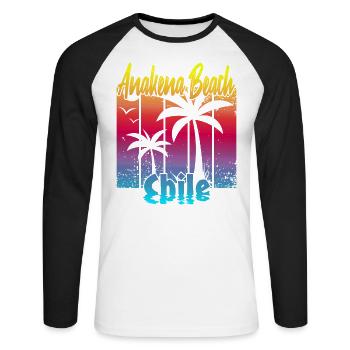 Anakena Beach Chile - Unisex Baseballshirt langarm - Weiß/Schwarz - Vorne - Nik (191cm)