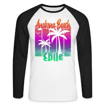Anakena Beach Chile - Unisex Baseballshirt langarm - Weiß/Schwarz - Vorne - Nik (191cm)