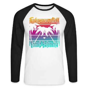 Fakarava Atoll French Polynesia - Unisex Long Sleeve Baseball T-Shirt - white/black - Front - Nik (191cm)