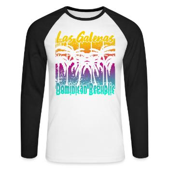 Las Galeras Dominican Republic - Unisex Baseballshirt langarm - Weiß/Schwarz - Vorne - Nik (191cm)