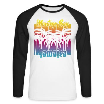 Montego Bay Jamaïque - T-shirt baseball manches longues Homme - blanc/noir - Devant - Nik (191cm)