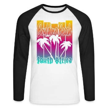 Boulders Beach - Unisex Baseballshirt langarm - Weiß/Schwarz - Vorne - Nik (191cm)