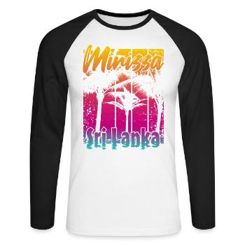 Mirissa Sri Lanka - Unisex Baseballshirt langarm - Weiß/Schwarz - Vorne - Nik (191cm)