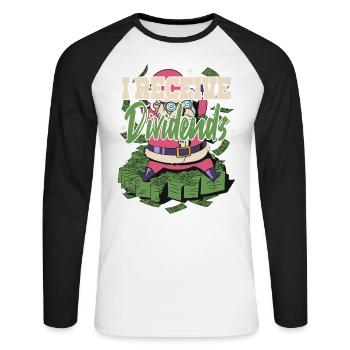 I Receive Dividends - Unisex Long Sleeve Baseball T-Shirt - white/black - Front - Nik (191cm)