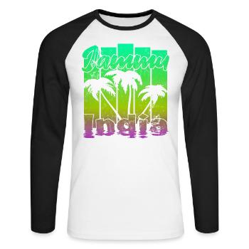 Jammu India Sunset - Unisex Long Sleeve Baseball T-Shirt - white/black - Front - Nik (191cm)