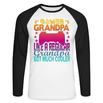 Grand-père joueur - T-shirt baseball manches longues Homme - blanc/noir - Devant - Nik (191cm)