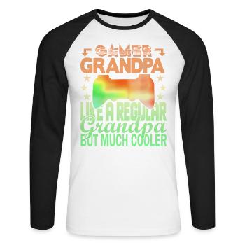 Grand-père joueur - T-shirt baseball manches longues Homme - blanc/noir - Devant - Nik (191cm)