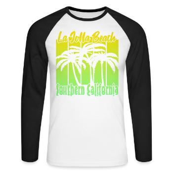La Jolla Beach Southern California - Unisex Baseballshirt langarm - Weiß/Schwarz - Vorne - Nik (191cm)