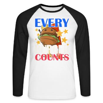 Chaque hamburger compte - T-shirt baseball manches longues Homme - blanc/noir - Devant - Nik (191cm)