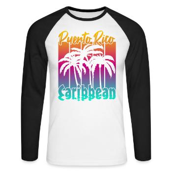 Puerto Rico Caribbean - Unisex Baseballshirt langarm - Weiß/Schwarz - Vorne - Nik (191cm)