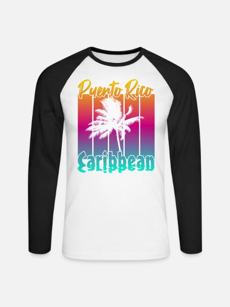Puerto Rico Caribbean - Unisex Baseballshirt langarm - Weiß/Schwarz