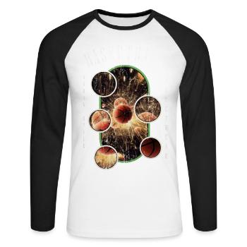 Basketball Basketballer Dunking Sport Vintage - Unisex Baseballshirt langarm - Weiß/Schwarz - Vorne - Nik (191cm)