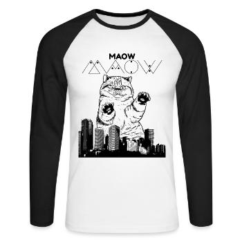 Cat Lovers i love Cat animal lovers - Unisex Baseballshirt langarm - Weiß/Schwarz - Vorne - Nik (191cm)