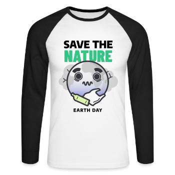 Save The Nature Earth Day - Unisex Baseballshirt langarm - Weiß/Schwarz - Vorne - Nik (191cm)