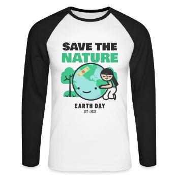 Save The Nature Earth Day Love The World - Unisex Baseballshirt langarm - Weiß/Schwarz - Vorne - Nik (191cm)