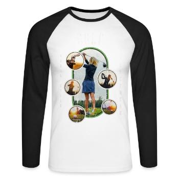 Golf Golfing Golfer Sport Hobby Club Vintage - Unisex Long Sleeve Baseball T-Shirt - white/black - Front - Nik (191cm)