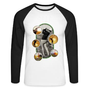 Golf Golfen Golfspieler Sport Hobby Club Vintage - Unisex Baseballshirt langarm - Weiß/Schwarz - Vorne - Nik (191cm)