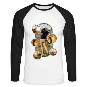 Golf Golfen Golfspieler Sport Hobby Club Vintage - Unisex Baseballshirt langarm - Weiß/Schwarz - Vorne - Nik (191cm)