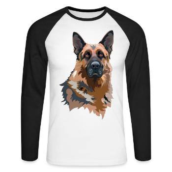 Portrait German Shepherd - Unisex Long Sleeve Baseball T-Shirt - white/black - Front - Nik (191cm)