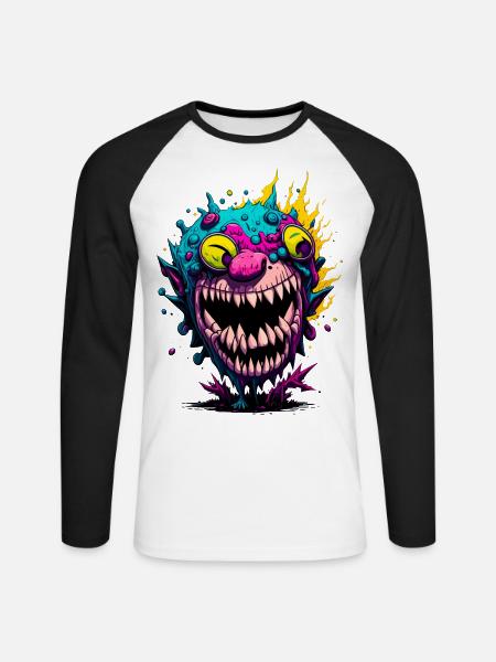 Bunter cooler Zombie - Unisex Baseballshirt langarm - Weiß/Schwarz