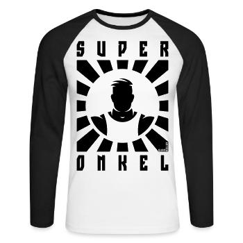 Super Onkel (Superonkel / Strahlen / Black) - Unisex Baseballshirt langarm - Weiß/Schwarz - Vorne - Nik (191cm)