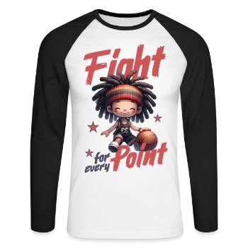 Battez-vous pour chaque point de basket-ball - T-shirt baseball manches longues Homme - blanc/noir - Devant - Nik (191cm)
