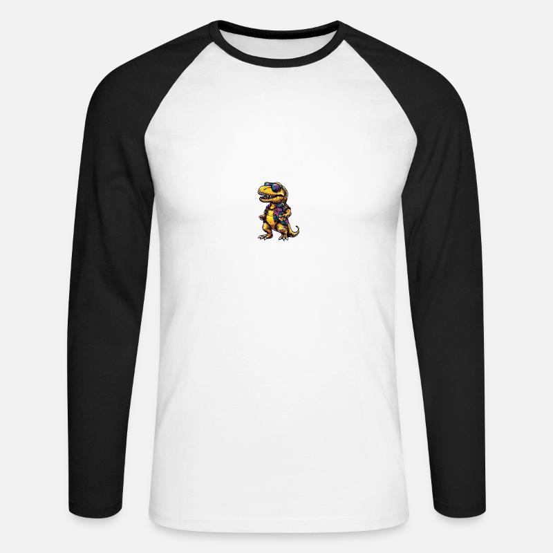 Dinosaurier T-Rex Cool Sommer - Unisex Baseballshirt langarm - Weiß/Schwarz