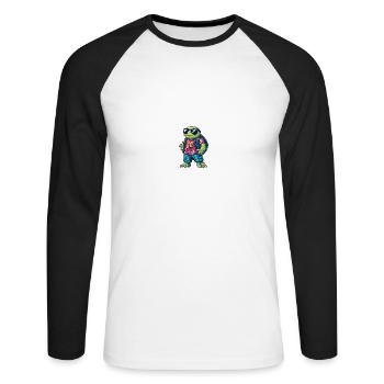 Turtle Comic Cool Summer - Unisex Long Sleeve Baseball T-Shirt - white/black - Front - Nik (191cm)