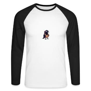 Corbeau Corbeau Bande dessinée Été cool - T-shirt baseball manches longues Homme - blanc/noir - Devant - Nik (191cm)