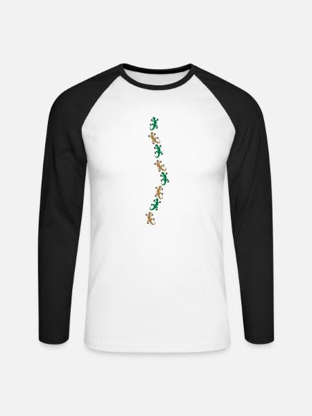 Acht Geckos - Unisex Baseballshirt langarm - Weiß/Schwarz