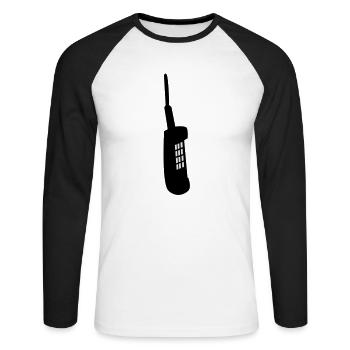 handy oldschool - Unisex Baseballshirt langarm - Weiß/Schwarz - Vorne - Nik (191cm)