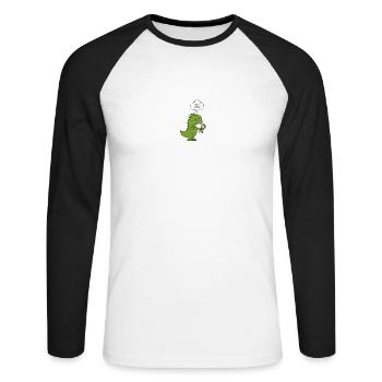Bio-Dinosaurier - Unisex Baseballshirt langarm - Weiß/Schwarz - Vorne - Nik (191cm)