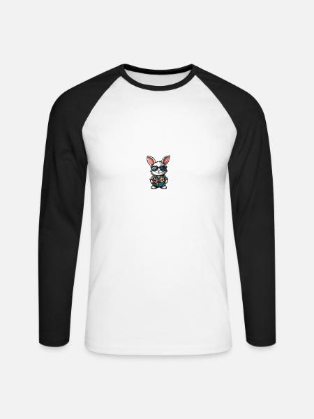 Hase Comic Cool Sommer - Unisex Baseballshirt langarm - Weiß/Schwarz