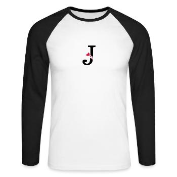Großbuchstabe J mit Herzen - Unisex Baseballshirt langarm - Weiß/Schwarz - Vorne - Nik (191cm)