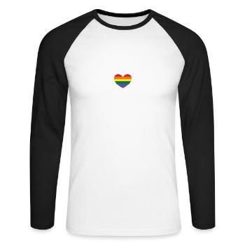RAINBOW HEART - Unisex Baseballshirt langarm - Weiß/Schwarz - Vorne - Nik (191cm)