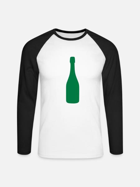 Sekt - Flasche - Unisex Baseballshirt langarm - Weiß/Schwarz