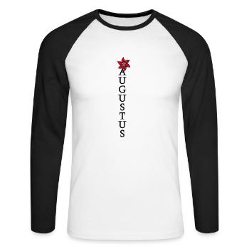 August Vintage Geburtstagsgeschenk - Unisex Baseballshirt langarm - Weiß/Schwarz - Vorne - Nik (191cm)
