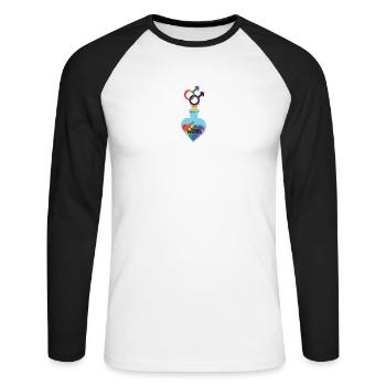 Bouteille Love Wins - T-shirt baseball manches longues Homme - blanc/noir - Devant - Nik (191cm)