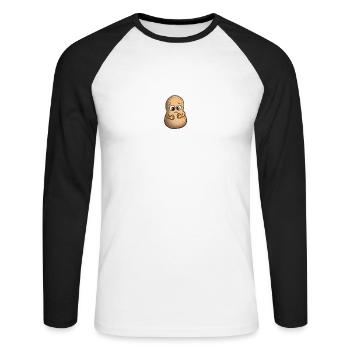 Cacahuètes tristes - T-shirt baseball manches longues Homme - blanc/noir - Devant - Nik (191cm)