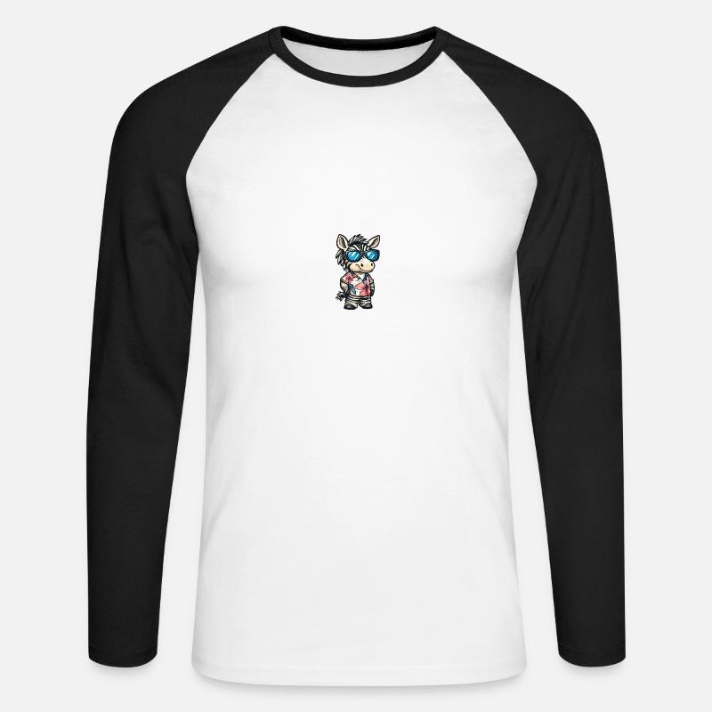 Zebra Comic Cool Summer - Unisex Long Sleeve Baseball T-Shirt - white/black