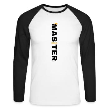 Master 2023 Graduation - Unisex Long Sleeve Baseball T-Shirt - white/black - Front - Nik (191cm)