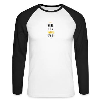 Beau Fils - Beau-Fils - Famille - Mariage - Tshirt - Unisex Long Sleeve Baseball T-Shirt - white/black - Front - Nik (191cm)