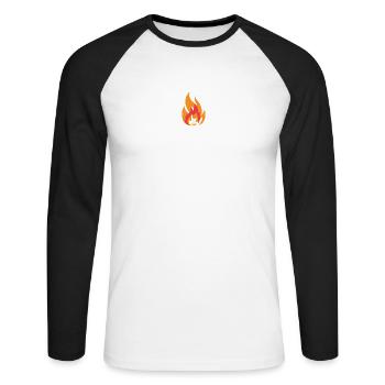 The Power of Fire: flames of inspiration - Unisex Long Sleeve Baseball T-Shirt - white/black - Front - Nik (191cm)