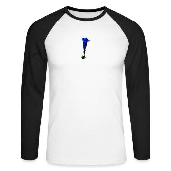 Leuchtender Alpen-Enzian – Digital Art - Unisex Baseballshirt langarm - Weiß/Schwarz - Vorne - Nik (191cm)