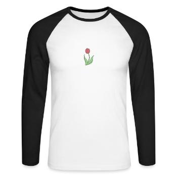 Tulipe douce - T-shirt baseball manches longues Homme - blanc/noir - Devant - Nik (191cm)