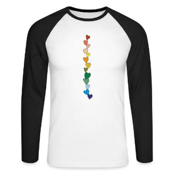 heart chain colorful - Unisex Long Sleeve Baseball T-Shirt - white/black - Front - Nik (191cm)