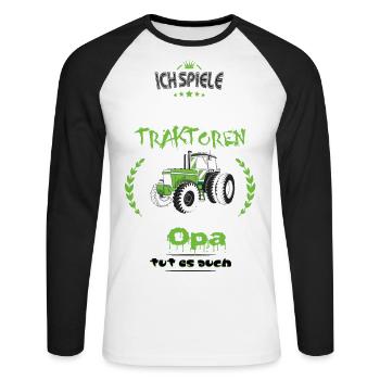 Landwirt Opa mit Traktor Liebhaber Geschenk Tshirt - Unisex Baseballshirt langarm - Weiß/Schwarz - Vorne - Nik (191cm)
